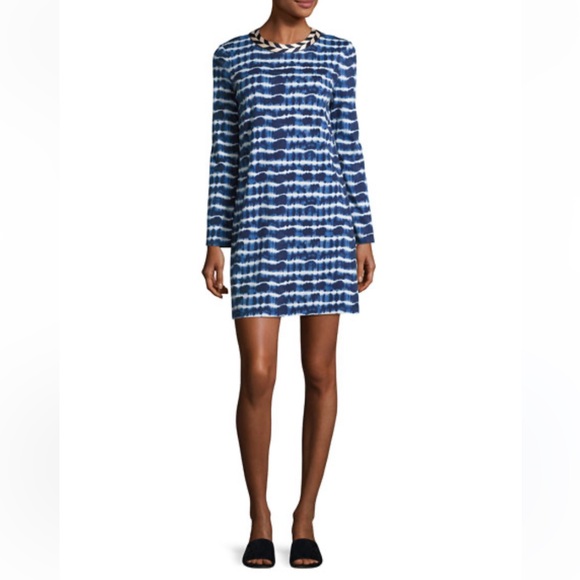 Tory Burch Hollie Tie Dye Striped Long Sleeve Cotton Dress Shift Dress S - Picture 1 of 14